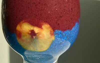 Chiapudding med blå spirulina, blåbär, banan, björnbär